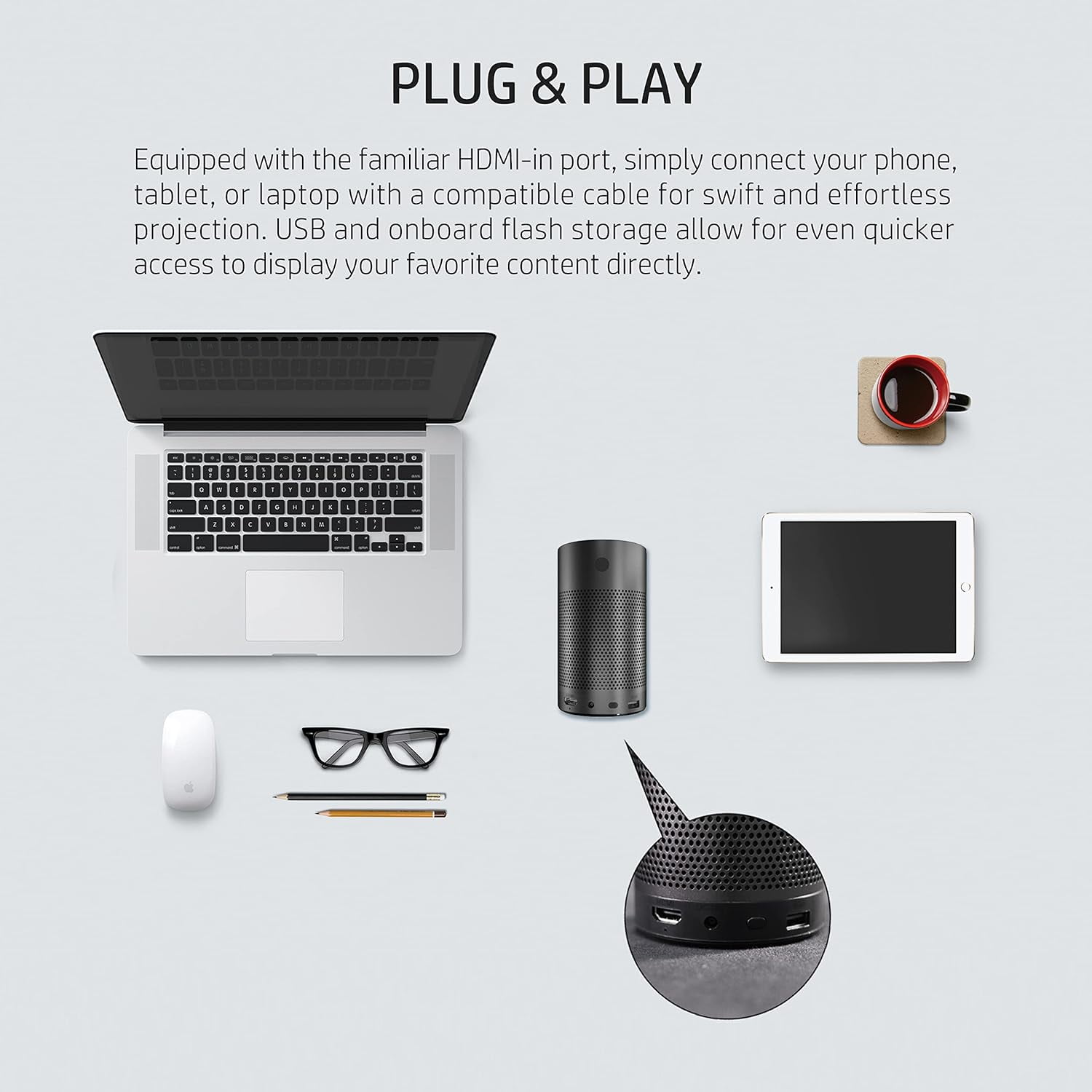 HP Mobile Projector, Portable Projector w/USB, Auto Focus, Bluetooth Speaker & More.