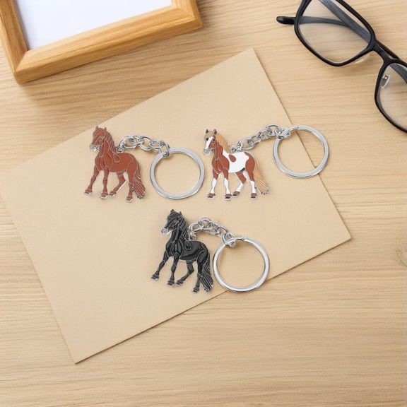 ELAYARD 6-Pack Horse Keychains Metal Animal Key Holder Keyring Charm for Bag Handbag Backpack Chinese New Year Jewelry Gift