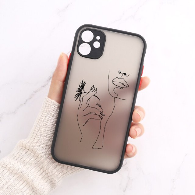 Funda de estética para Iphone 11, 13, 12, 14 Pro, Max, XR, X, Xs, Max, 7, 8 Plus, SE 2020, protección de lente, dura, mate Fivean unisex