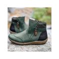 thumbnail image 3 of UKAP Ladies Ankle Boot Side Zip Flat Boots Retro Booties Street Short Bootie Slip Resistant Winter Shoes Green 10, 3 of 3