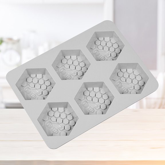 FONWILYO Flexible Grey Silicone Mold Honeycomb Soap Tray Non-Stick Handmade Mold for Soap Making