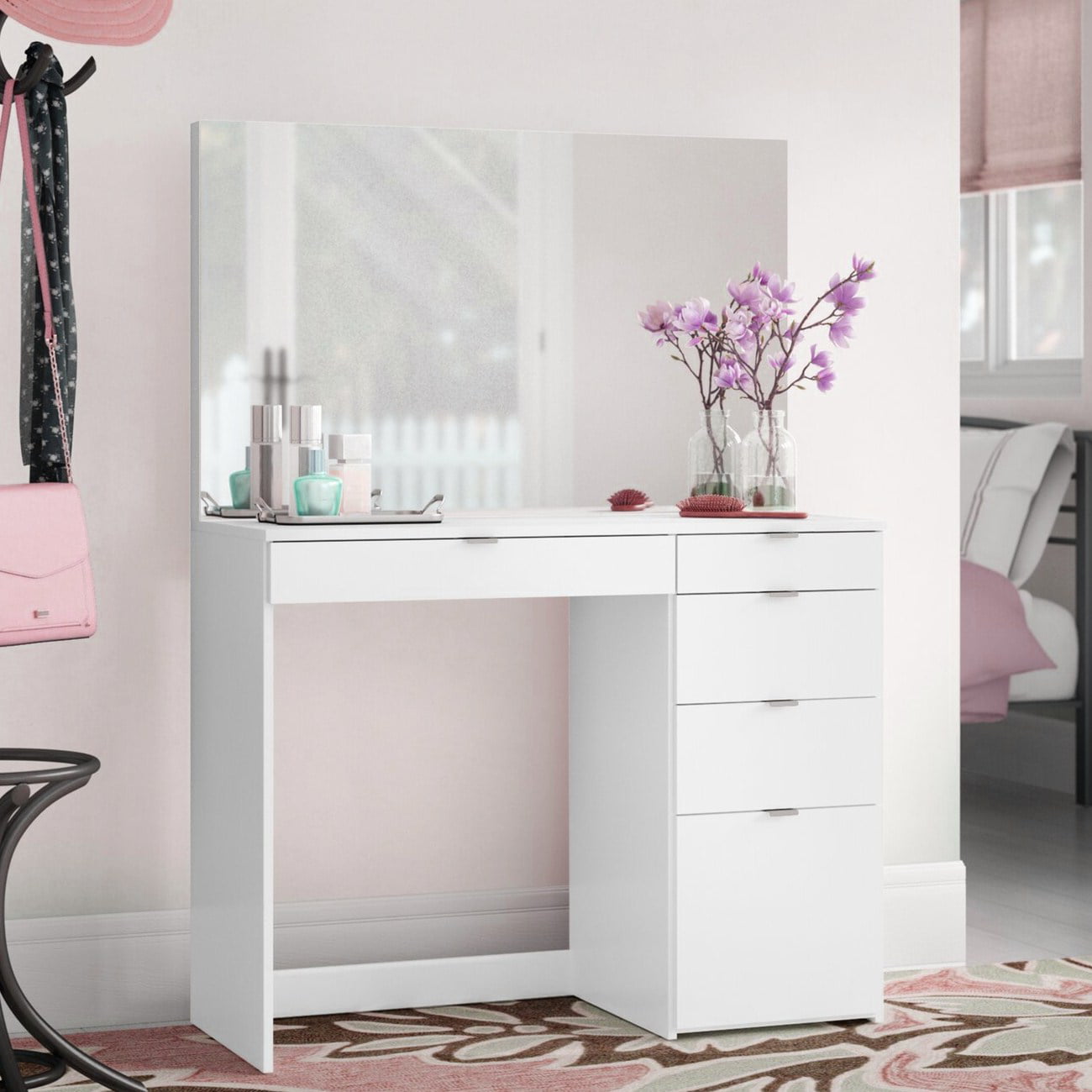 Ktaxon Vanity Table With Mirror Makeup, Vanity Makeup Desk With Drawers