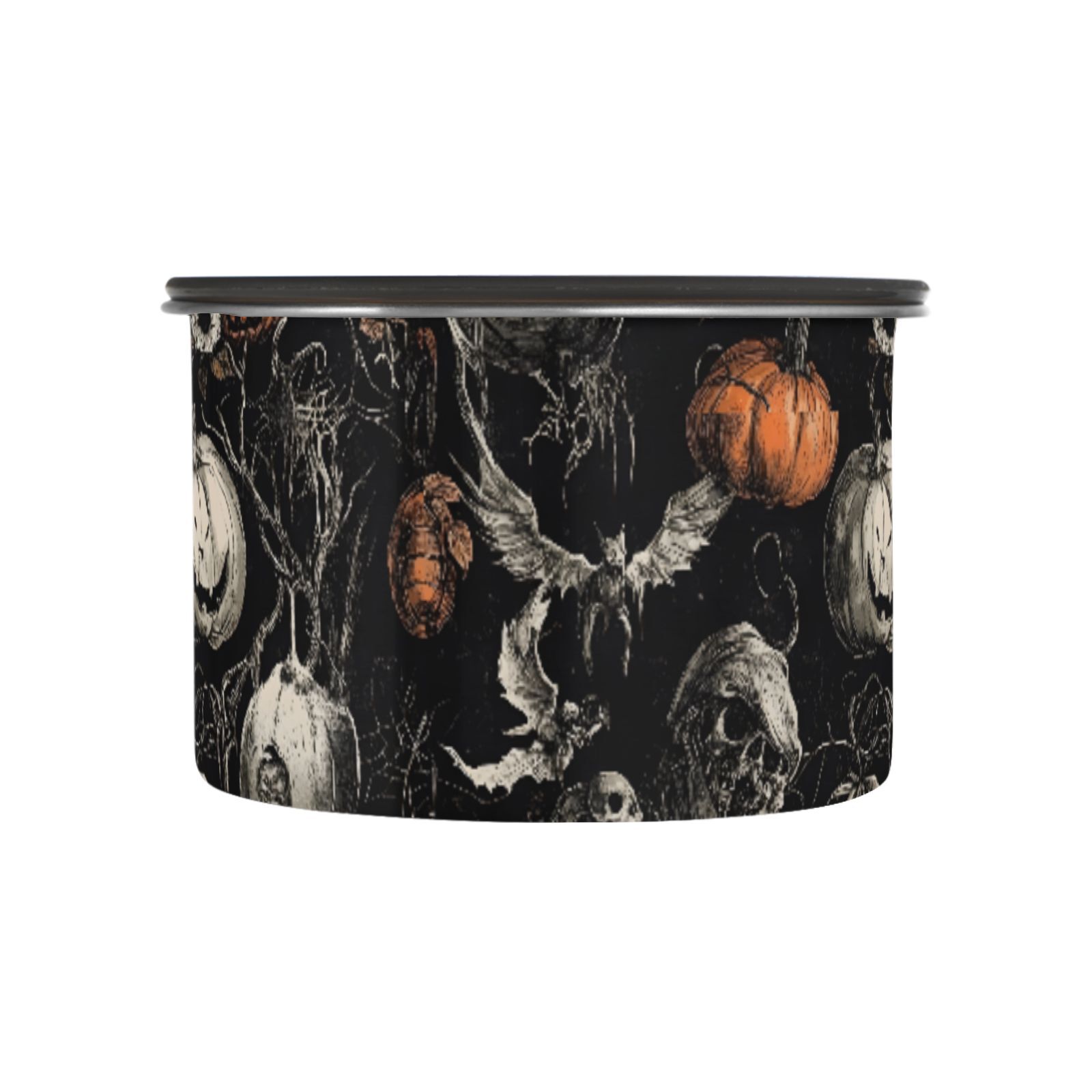 Halloween Pumpkin Skull Scary Airtight Coffee Bean Canister 30oz Food Storage Containers with Lids For Gournd, Tea, Sugar, Flour, Rice, Cereal, Candy Cookie Jar