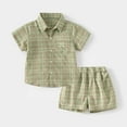 thumbnail image 4 of Toddler Boys Outfits 2 Piece Button Down Striped Shirt With Pocket Striped Short Sets Clothing Sets for Boys Size 4-5T, 4 of 9