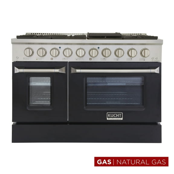 Kucht Professional 48" Stainless Steel Natural Gas Range in Silver and Black