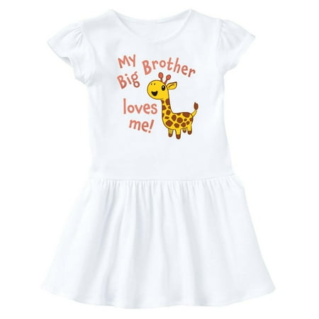 

Inktastic My Big Brother Loves me- cute giraffe Gift Baby Girl Dress