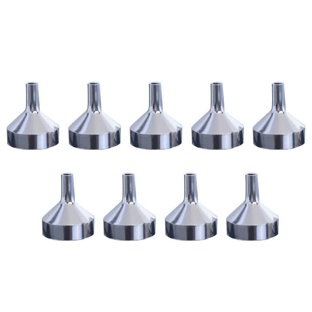 9pcs Fondos de metal portátil para transferir perfume Aceite Esencial Mini embudos