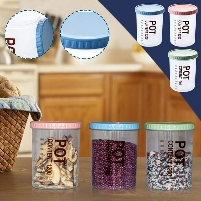 DcGZvy Large Capacity Cereal Containers, Food Canisters Storage Jars for Kitchen, Sugar Containers Grain Storage Container(1200ml)