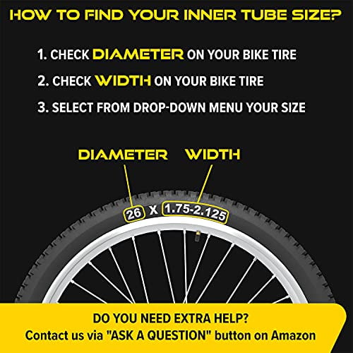 and Road Bikes – Set of 2 Rubber Tubes for Mountain and Trail Ultraverse Bike Inner Tube for 24 X 1.75/1.95/2.10/2.125 inch Bicycle tire Sizes with Schrader Valve Cruisers MTB 
