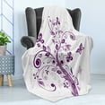 thumbnail image 4 of Mauve Soft Flannel Fleece Throw Blanket, Tree with Swirled Branches and Flowers Leaf Butterfly Bridal Inspirations Theme, Cozy Plush for Indoor and Outdoor Use, 50" x 70", Purple White, by Ambesonne, 4 of 5