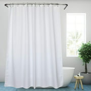 Fabric Shower Curtain- White, Waffle Weave Texture & Rust-Resistant Metal Grommets, Waterproof