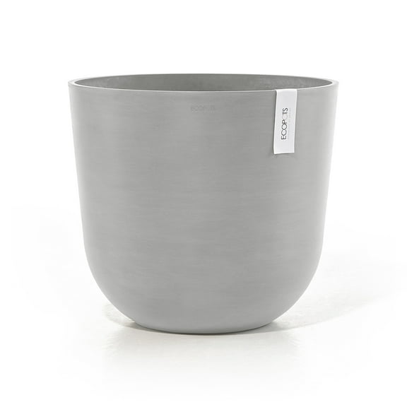 Ecopots Oslo Durable Modern Round Indoor/Outdoor Recycled Based Composite Flower Pot Planter, White Grey, 17.75"
