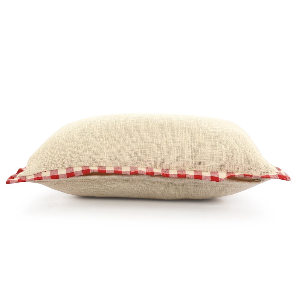 LR Home Merry Cotton Poly Filled Pillow in White/Red, 16" x 24"