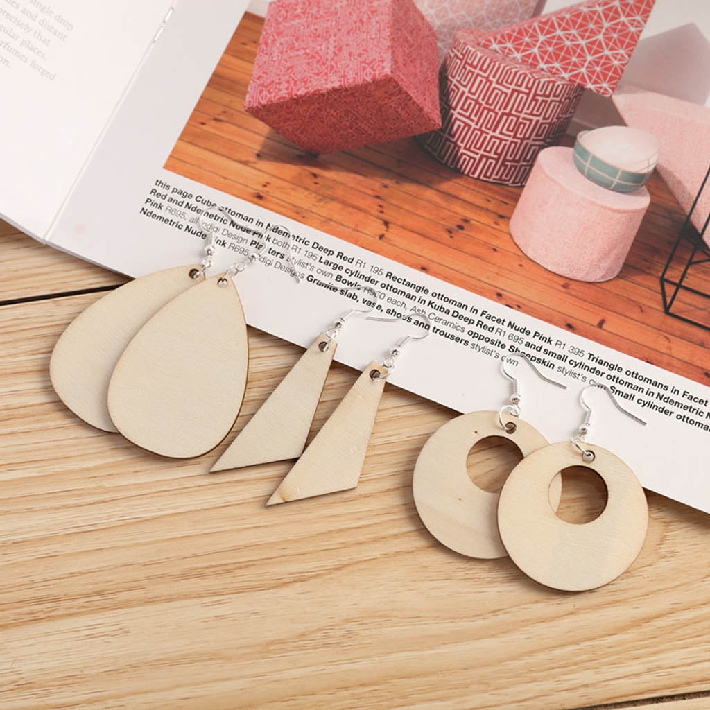  Hicarer 100 Pieces Unfinished Wood Earring Blanks with Hole  Wooden Teardrop Earrings for DIY Jewelry Making Christmas