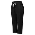 thumbnail image 5 of ZLBDYG Linen Capri Pants Girls 2026 Spring Summer Casual Drawstring Side Button Capris Kids Elastic Waist Wide Leg Cropped Shorts, 5 of 5