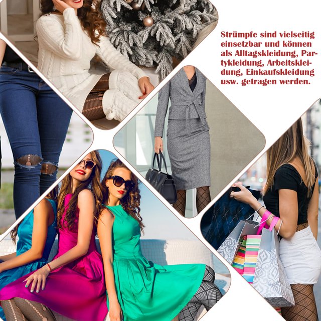 Guardurnaity Medias premium de cintura alta con estampado para mujer, medias de red sexis de estilo elegante Medias 4