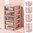 thumbnail image 5 of Moocorvic 5 Layer Desktop Drawer Mini Plastic Containers Transparent Cosmetic Dresser Organizer for Makeup Bathroom Office Dorm Desk Countertop (Pink), 5 of 5