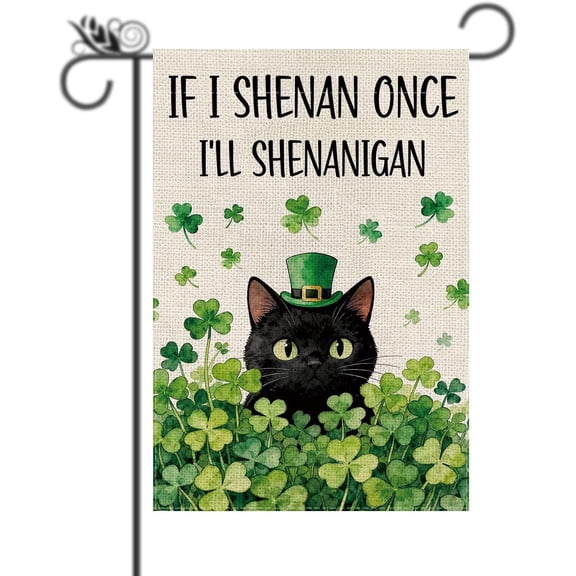 St Patricks Day Raccoon Garden Flag 12.5 x 18 Inch Double Sided Burlap Funny Animal Yard Lawn Outdoor Decor