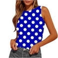 thumbnail image 1 of Plebaso Débardeurs d'Été pour Femmes Slim Imprimé Sans Manches Col Rond Tee-Shirts Froncés Blouses Décontractées pour Femmes, 1 of 4