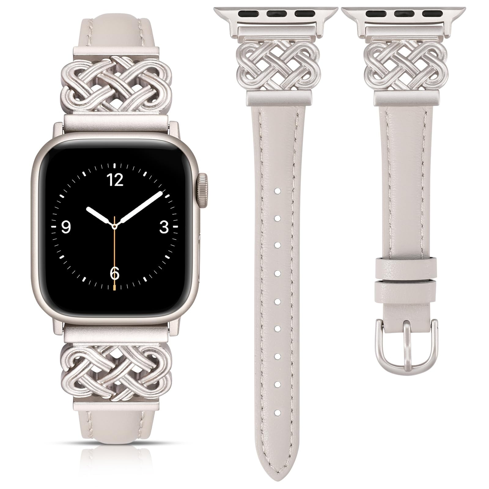 Toyouths Slim Leather, Compatible with Apple Watch Series 9/8/7/6/5/SE/4/3/2/1 Wristwatch Bands