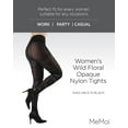 thumbnail image 2 of MeMoi Women's Wild Floral Opaque Nylon Tights - Womens - Female, Small/Medium, Black, 2 of 7