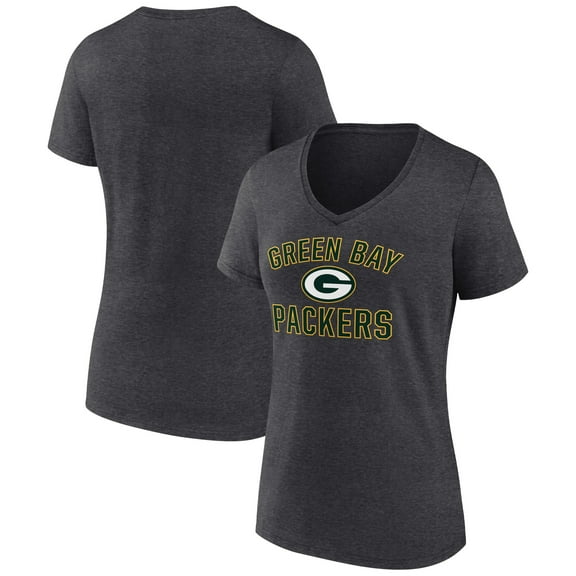 Women's Charcoal Green Bay Packers Victory Arch Team V-Neck T-Shirt