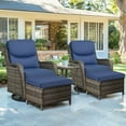thumbnail image 6 of POCASSY 5 Pieces Patio Furniture Set with Swivel Chairs and Ottomans, High Back Deep Seat Cushioned Wicker Outdoor Conversation Set for Porch & Balcony, Gray Wicker/Blue Cushion, 6 of 11