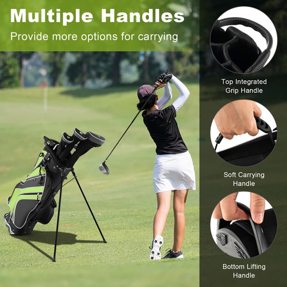 Barara King Golf Cart Bag, Golf Bags,Golf Stand Bag, Golf Stand Cart Bag with 6-Way Divider Carry Pockets-Green