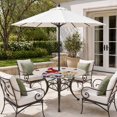 thumbnail image 2 of Round Outdoor Tablecloth with Umbrella Hole and Zipper, Beige Gnomes Daisy Tablecloth with Elastic Waterproof, Pastoral Country Garden Floral Patio Table Covers for 36" - 44" Picnic Pool Tables, 2 of 9