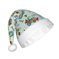 thumbnail image 2 of KLL Christmas Hats for Adults Plush Cartoon Car Racing Print Santa Hat Xmas Fluffy Santa Claus Hat for Women Men, 2 of 6