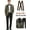 Gold, variant on Men Floral Print Tuxedo Jacket + Coffee Strap Clip, Regular Fit Long Sleeve with Pockets, Spring Fall Party Style Shawl Collar Suit Coat, Spring Formalwear Classic Suit