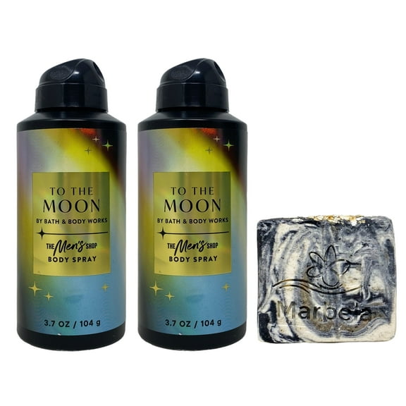 Bath & Body Works The Men's Shop To The Moon 2 Pack Body Spray Bundle with a Charcoal Scrub Bar Soap - Full Size
