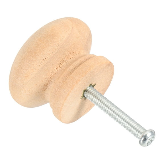 Uxcell Bifold Door Hardware, 1.3 Inch Bi-Fold Door Round Wood Knob Cabinet Knobs Bifold Closet Door Hardware Repair Part Kit for Folding Closet Sliding Door, Brown