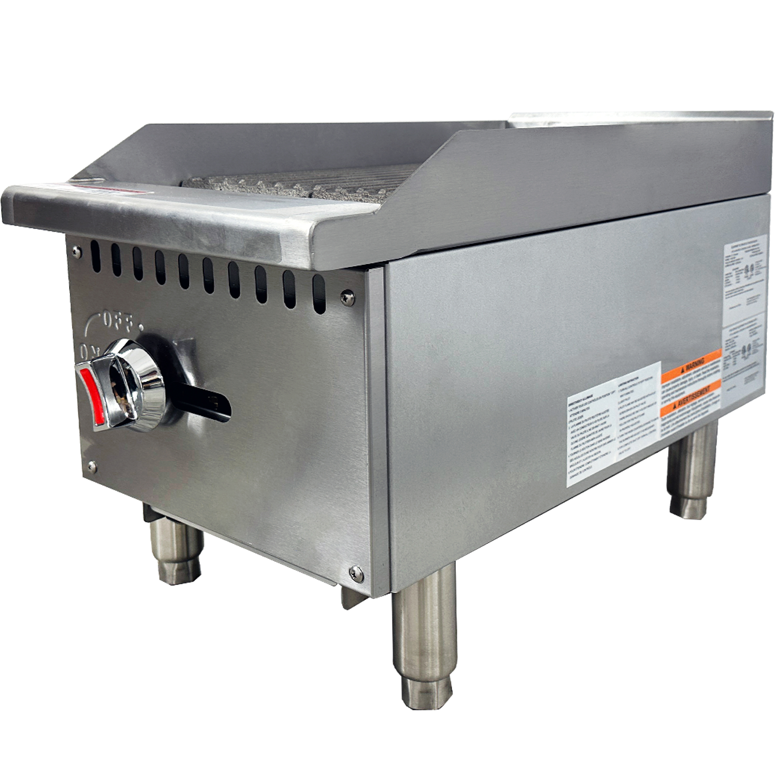 12" Economy Gas Charbroiler, 30,000 BTU, Stainless Steel Commercial Countertop Grill, NSF