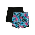 Athletic Works Girls Print & Solid Active Running Shorts, 2Pack, Sizes