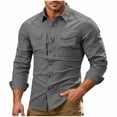 thumbnail image 2 of Ceisia Men Ripstop Long Sleeve Tactical Button Down Shirt Dual Chest Pockets Breathable UPF 50 Outdoor Hiking Work Military Top Gray XL Gift, 2 of 9
