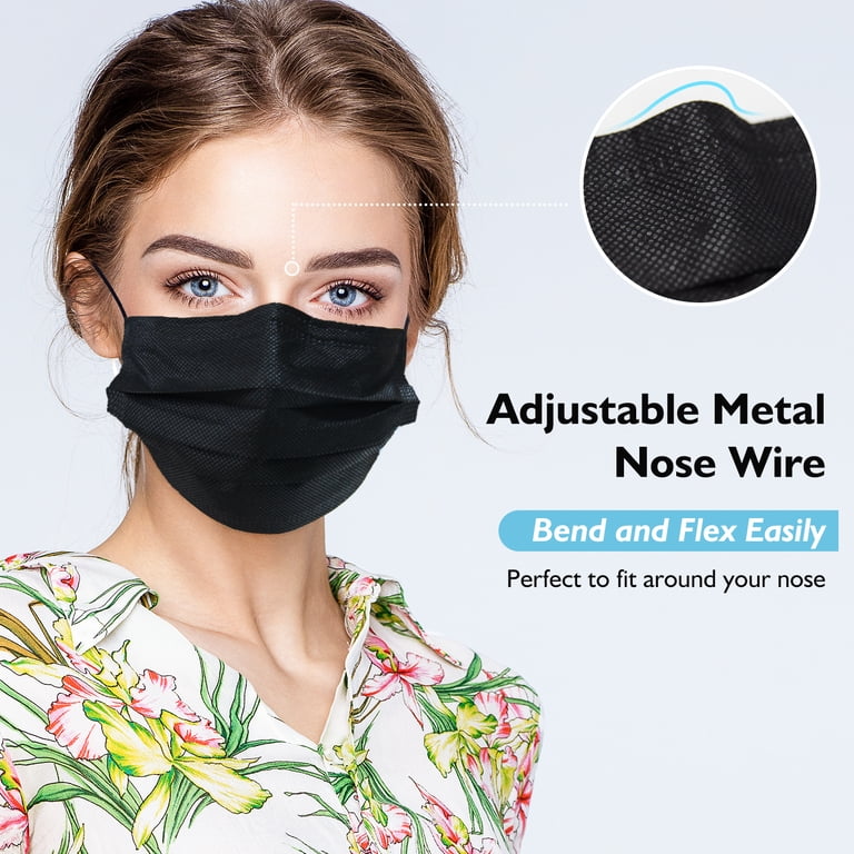 50PCS Black 3D Fish-Type Face Masks – 4-Ply Breathable With Nose Wire, Adjustable Earloop, Unisex For Adults