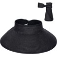 thumbnail image 1 of Sombrero de paja CHAO con visera superior negro para playa sol ala ancha mujer UPF 50+ verano, 1 of 5