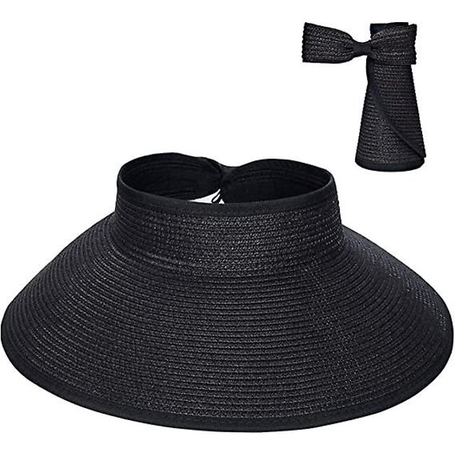 Sombrero de paja CHAO con visera superior negro para playa sol ala ancha mujer UPF 50+ verano