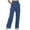 Blue, variant on Jamsmile Womens Cargo Pants Solid Color Strappy Trousers Pocket Elastic Waist Straight Pants Ladies Sweatpants Streetwear Jogger Trousers
