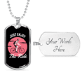 thumbnail image 4 of Just Enjoy The Ride Cycling Pink Necklace Stainless Steel or 18k Gold Dog Tag 24", 4 of 8