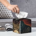 thumbnail image 6 of Picia Banana Leaf Meditating Gorilla Pattern Tissue Box Cover,PVC Leather Square Holder,Tissue Box Holder with Magnetic Bottom,Facial Paper Organizer Dispenser-5.2"X5.2"X5.2", 6 of 8