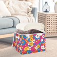 thumbnail image 3 of Yayeee Collapsible Storage Bin with Lid Fabric Closet Decorative Basket with Handles, Red Whimsical Floral, 3 of 7
