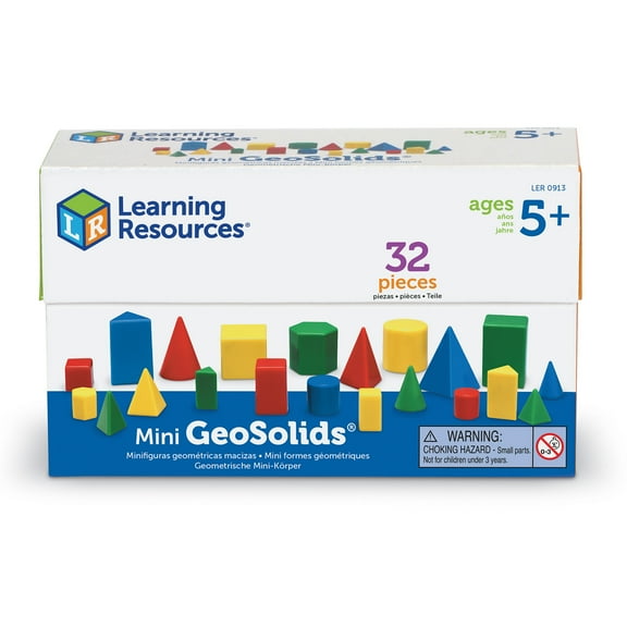 Learning Resources Mini GeoSolids -  Geometry Shapes, Pattern Blocks, Homeschool, Ages 5 