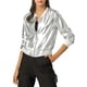 thumbnail image 2 of Chaqueta bomber corta de metal con cuello de pie para mujer INSPIRE CHIC, talla 2XL, color plateado, 2 of 8