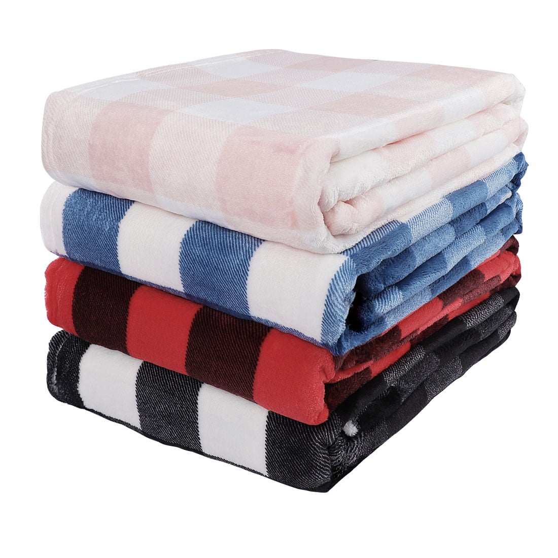 Plaid Soft Plush Fleece Blanket for Sofa Couch Bed, 30" x 40", Scarlet+Black