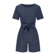 thumbnail image 4 of Combinaison pour Femmes Décontractée Été Aguichant Mode Femmes Été Décontractée Aguichant Manches Courtes Couleur Unie Col en V Combinaisons Manches Courtes Combinaison pour Femmes, 4 of 10