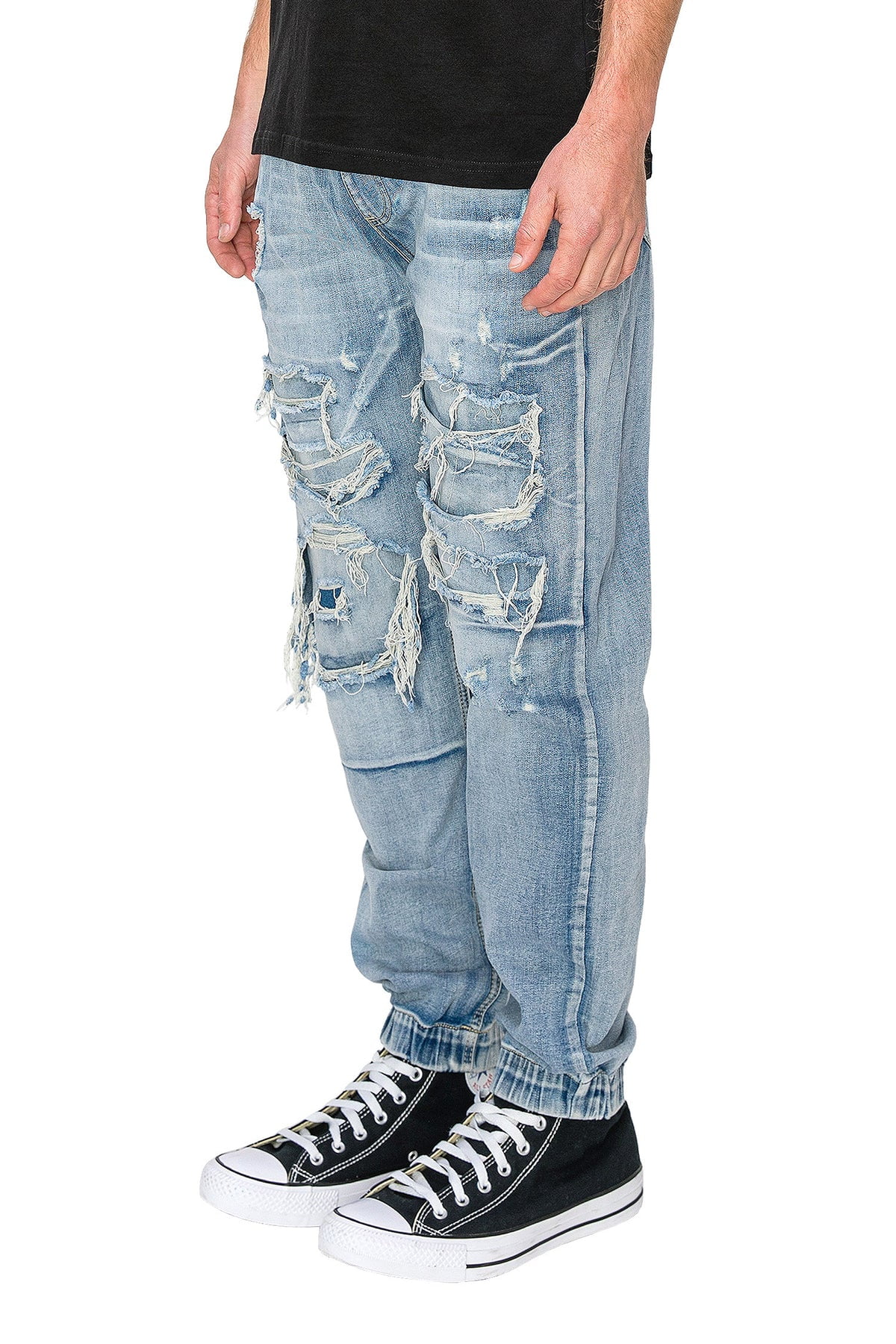 Victorious Men's Essential Distressed Denim Jogger Pants Victorious Men's Essential Distressed Denim Jogger Pants