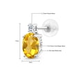 thumbnail image 5 of Gem Stone King 14K White Gold Yellow Citrine and White Topaz Earrings for Women (2.76 Cttw, Gemstone November Birthstone, Oval 8X6MM, Round 2.5MM), 5 of 5