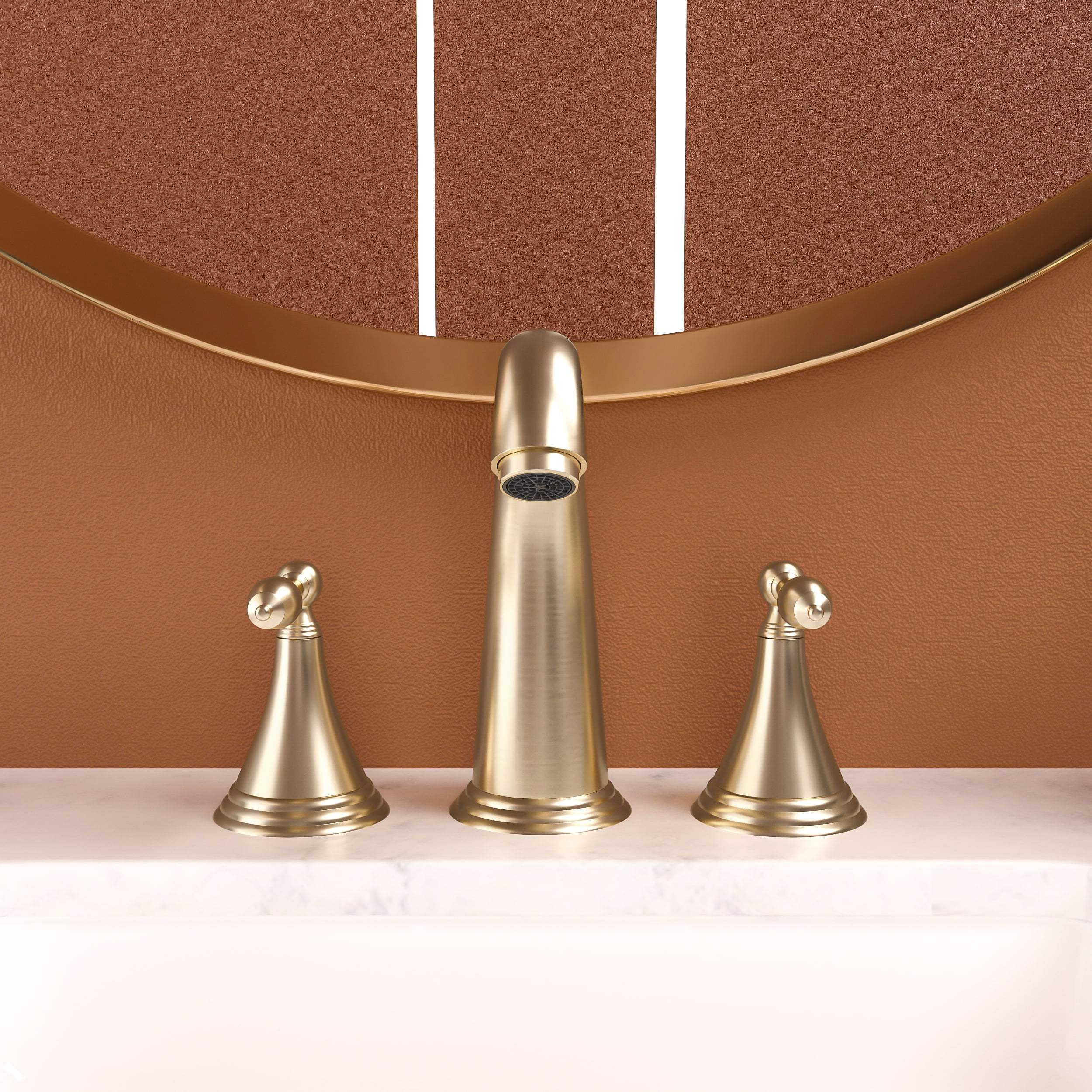 Gold Stainless Steel 2-Handle 3-Hole Wide Spread Bathroom Faucet (with Pop-Up Drain and 2 Water Supply Lines)